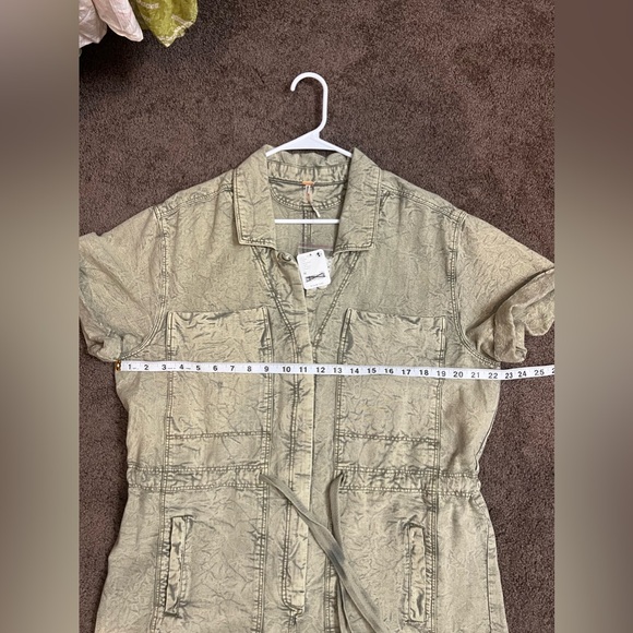 NWT FREE PEOPLE Rhodes Chino Coverall, XLARGE (Acid Washed Green) - Picture 3 of 6